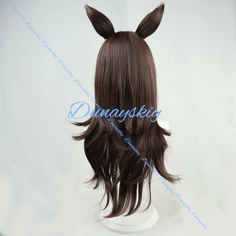 Anime Uma Musume Pretty Derby Rice Shower Cosplay Wig Ear Tail Game Roleplay Party Prop Wigs Synthetic Hair Heat Resistant Fiber
