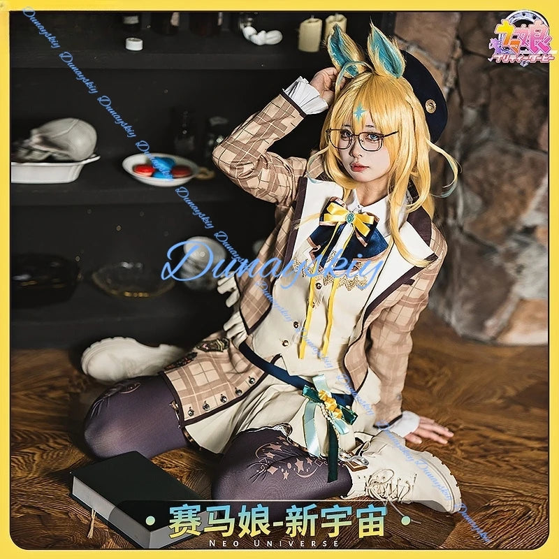Game Umamusume: Pretty Derby Neo Universe Cosplay Costume Wig JK Uniform Plaid Skirt Coat Woman Cute Christmas Suit