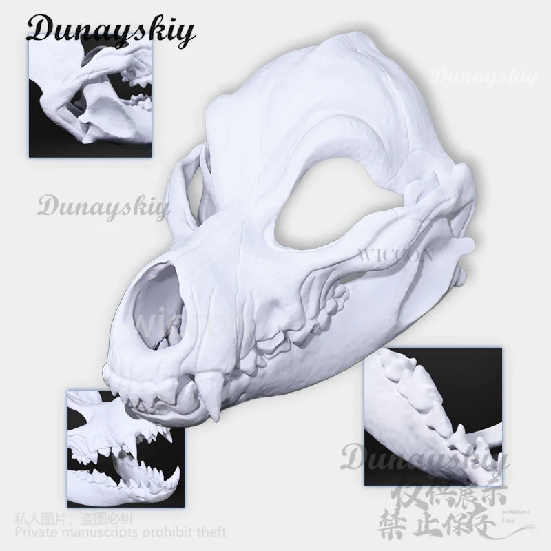 Animal Furry Cosplay Dog Skull Kigurumi Props Polylactic Acid Mask 3D Print Head Fursuit Halloween Christmas Party Customized