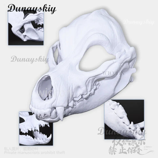 Animal Furry Cosplay Dog Skull Kigurumi Props Polylactic Acid Mask 3D Print Head Fursuit Halloween Christmas Party Customized