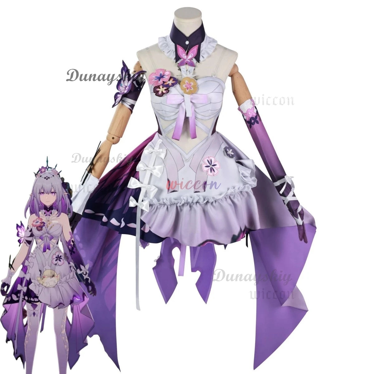 Game Honkai: Star Rail Castorice Cosplay Costume Purple White Dress Lolita Skirt Wig Adult Woman Sexy Cute Carnival Party Suit