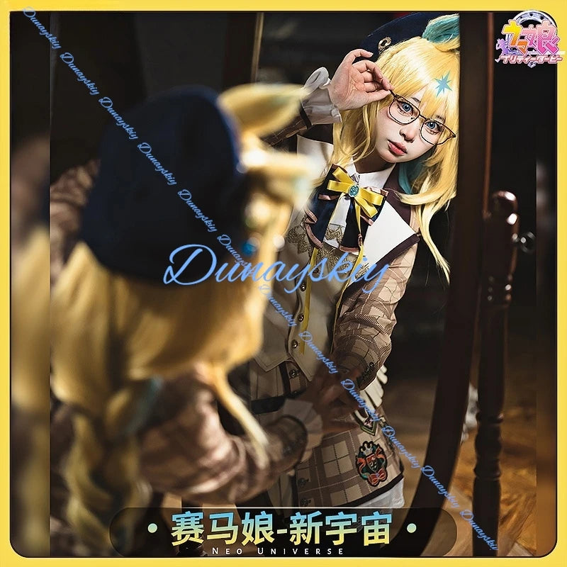 Game Umamusume: Pretty Derby Neo Universe Cosplay Costume Wig JK Uniform Plaid Skirt Coat Woman Cute Christmas Suit