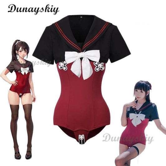 Japanese Anime Sexy Swimsuit Kuragehime Cosplay Costume cute Sukumizu for Women Dirty  Red Summer Jumpsuit and Top