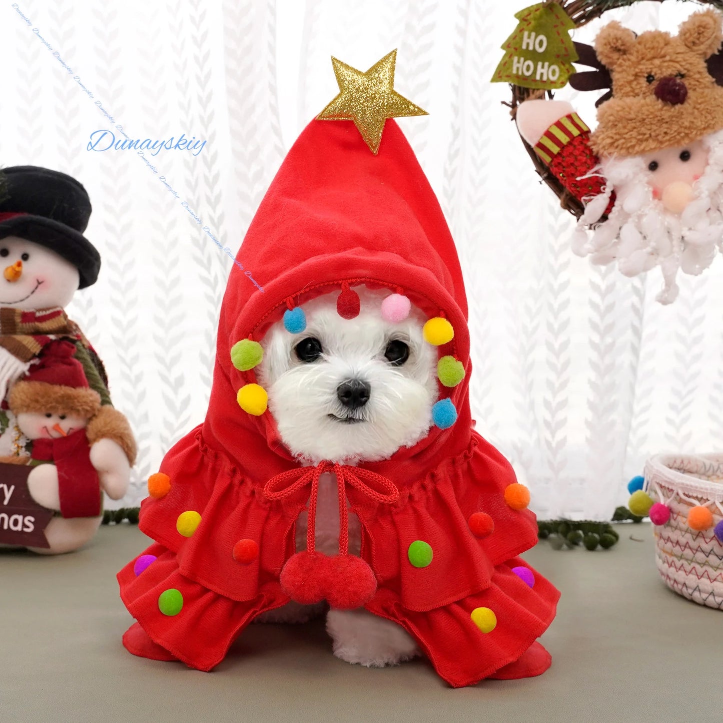 Holiday Supplies Party Cosplay Cope Christmas Dog Cloak Colorful High Quality Pet Cape Santa Tree Costume Puppy Coat