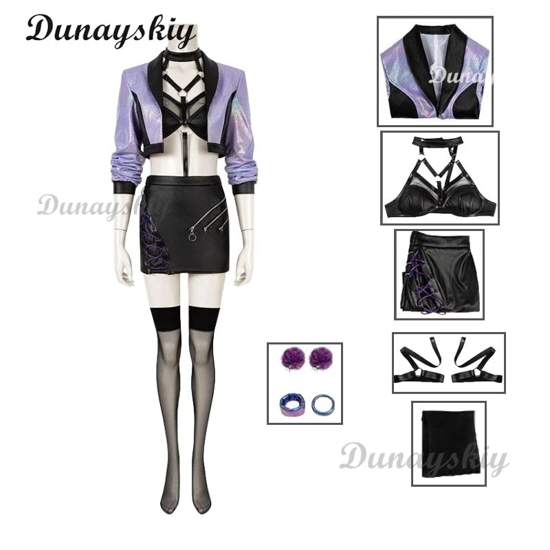 KDA Evelynn Cosplay Costumes Game Agony's Embrace Uniform Dress Wig Halloween Party Role Play Sexy Clothing for Women Customized