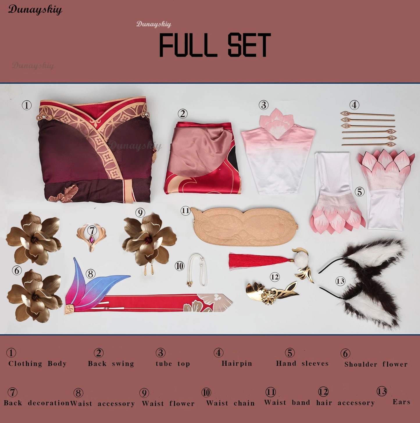 Honkai Star Rail Fugue Cosplay Costume Tingyun Dress Hanfu Fox Ears Hair Pins Foxian Xianzhou Character Women Halloween Carnival