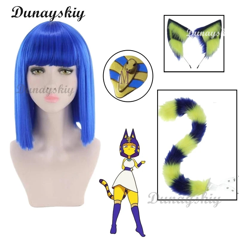 Ankha Cosplay Costume Accessories Cat Ears Hairhoop Tail From Animal Crossing For Christmas Halloween Custom Made