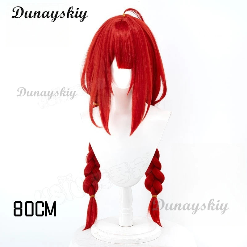 Game Zenless Zone Zero Ukinami Yuzuha Cosplay Wig Red Double Braid Long Hair Spook Shack Halloween Party Women Girls Carnival