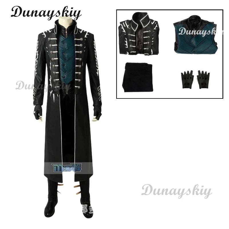 Devil Cosplay May Cry 5 Adult Woman Disguise Vergil Black Long Coat Women's Costumes Halloween Costume Figures Men's Custumes