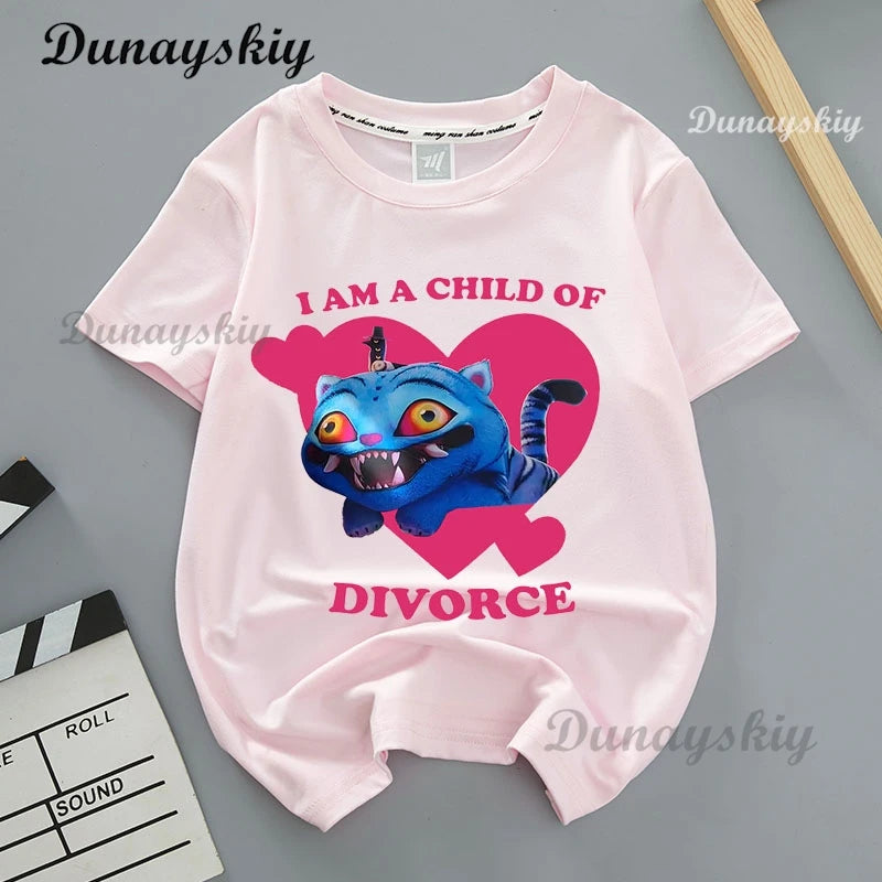 Kpop Demon Hunters Cosplay Merch T-shirt for Children K-Pop Demon Hunters Tiger Print Fashion Tops Casual Movie T Shirt