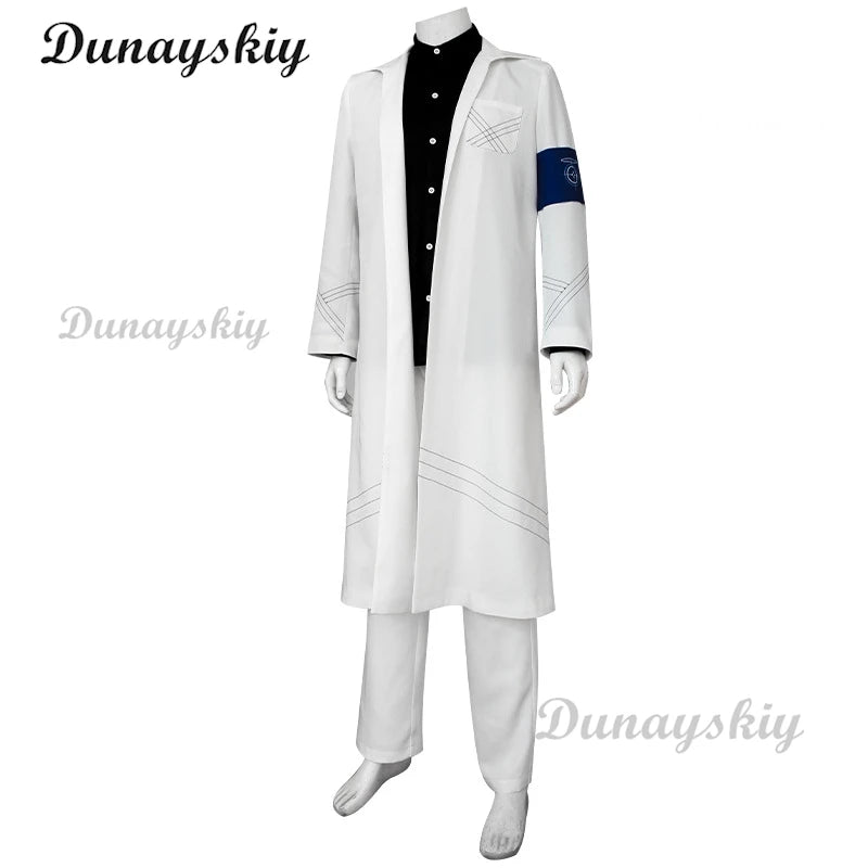 Game Blue Archive Teacher Schale Working Cosplay Costume Wig White Long Coat Shirt Uniform Adult Man Halloween Christmas Suit