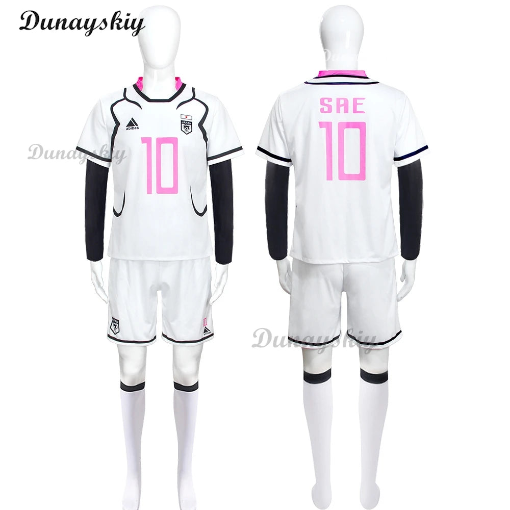 Japan Anime Blue Itoshi Sae Cosplay Costumes Shidou Ryuusei Sports Jersey Oliver Aiku Soccer Lock Jersey Football White Suit