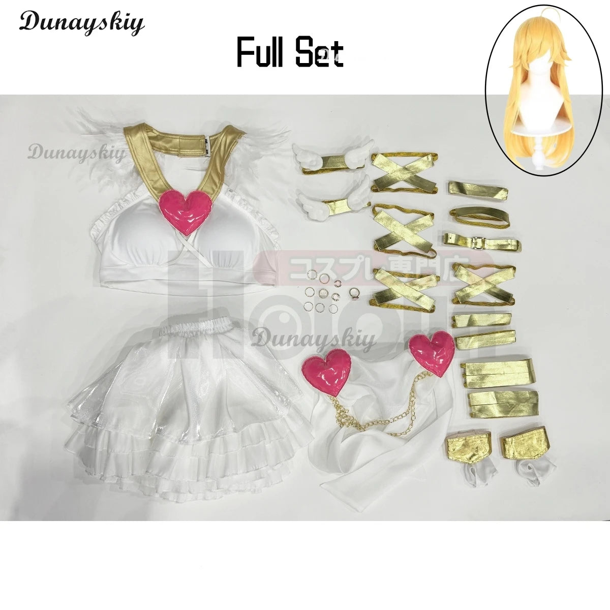 Panty Anarchy White Dress Anime Panty & Stocking Garterbelt Sexy Cosplay White Costume Wig Top Skirt Cos Convention Halloween