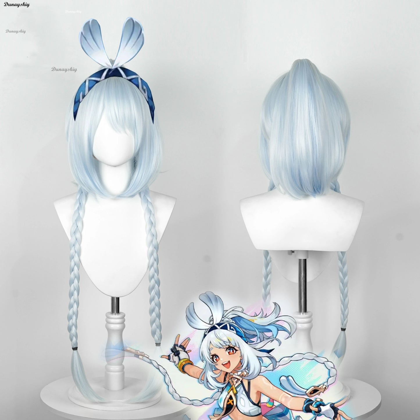 Genshin Impact Mualani Cosplay Costume Wig Anime Halloween Party for Women Girls