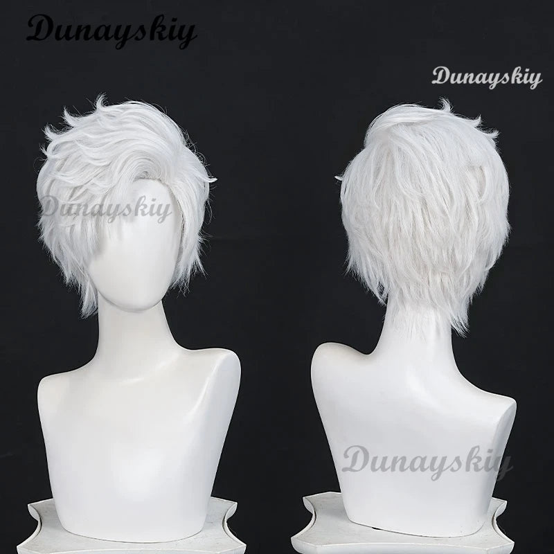 Game Love and Deepspace Sylus Cosplay Wig 2 Styles White Gray Short Hair N109 Zone Halloween Party for Women Men Props