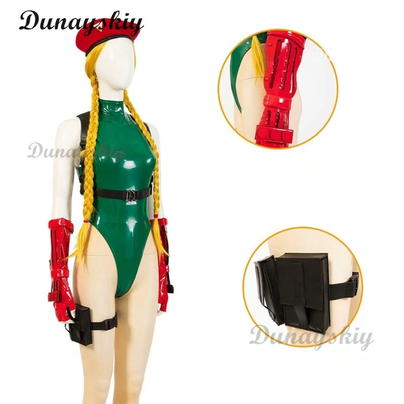 Game StreetFighter Cosplay Anime Cammy Cosplay Jumpsuits Hat Bodysuit Sexy Woman Uniform Halloween Christmas Carnival Customized