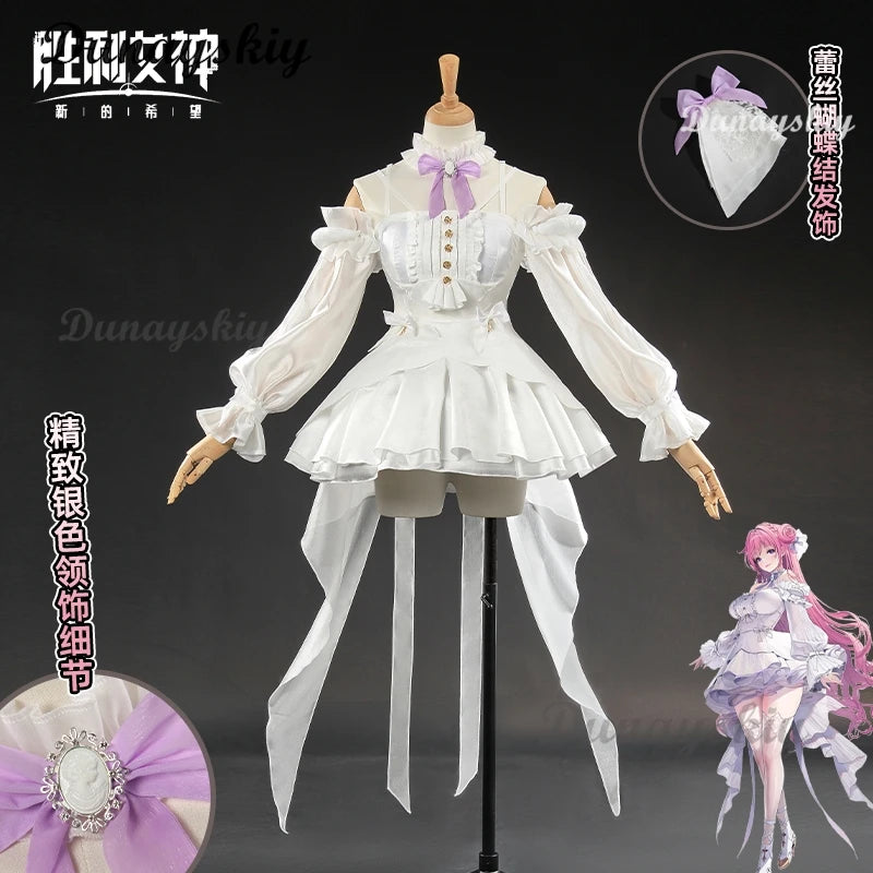 Nikke The Goddess Of Victory Dorothy Cosplay Costume Wig White Princess Dress Role Play Outfits Halloween Carnival Party Uniform