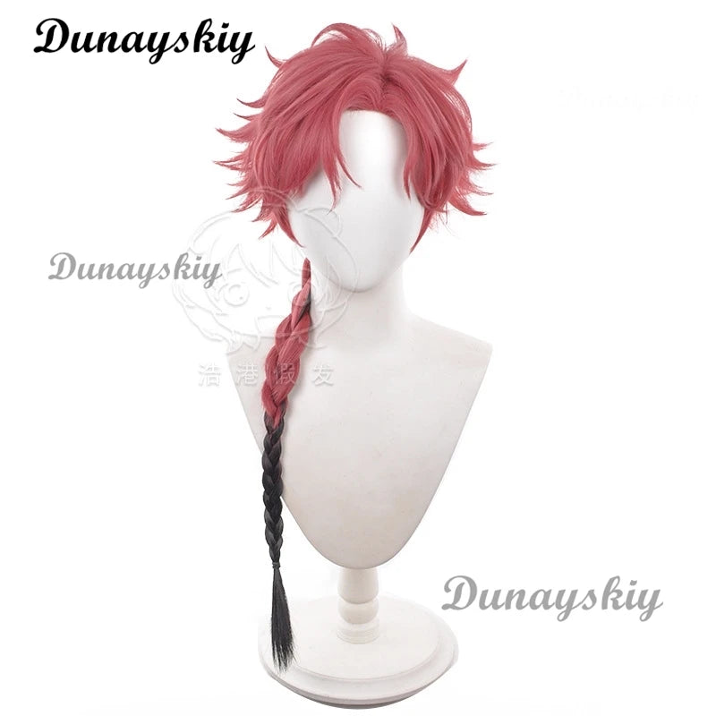 Vein Cosplay Costume Wig Anime Link Click Red Black Suit Top Pant Gradient Braid Hair Glasses Halloween Party Customized