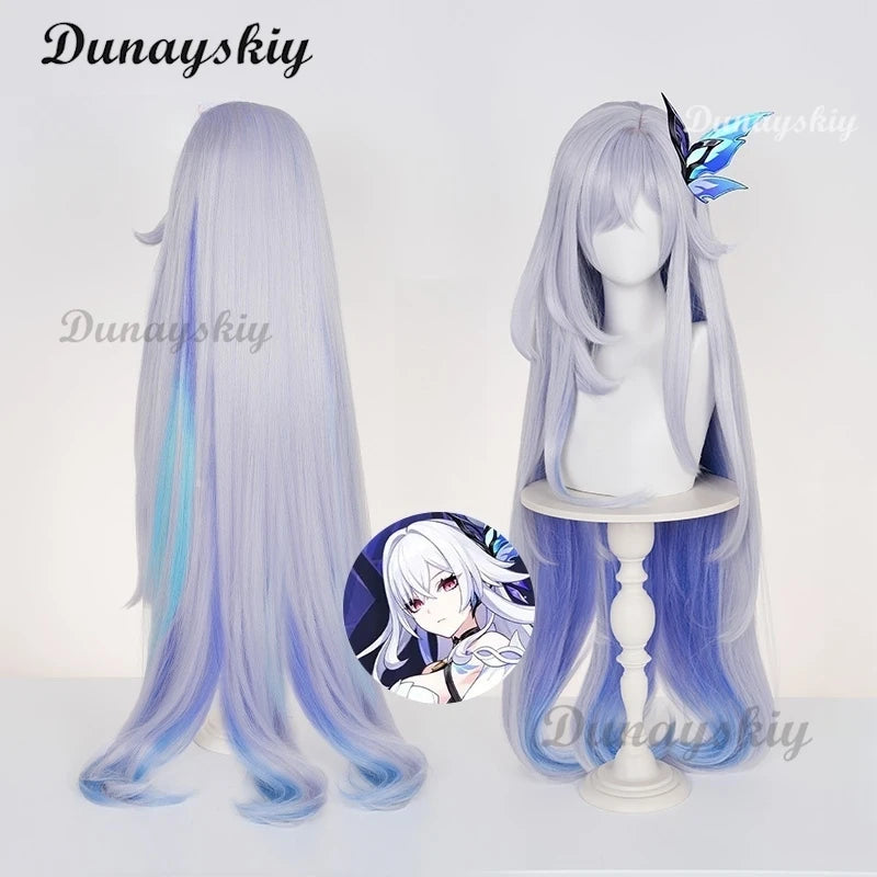 Genshin Impact Skirk Cosplay Wig Blue Gray Long Hair New Skin Swordswoman Tartaglia's Master Abyss Halloween Party Women Girls