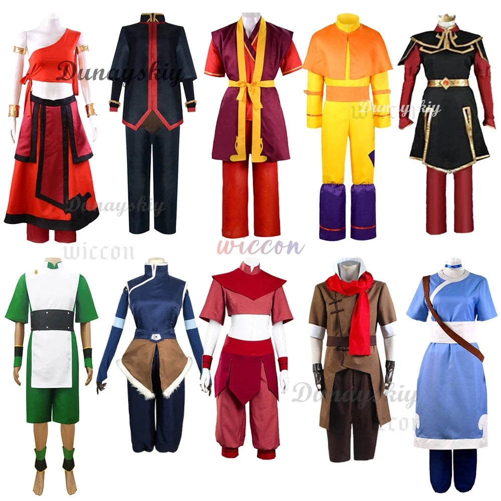 Anime Avatar The Last Airbender Katara Mai Zuko Azula Aang Korra Cosplay Costume Adult Men Women Halloween Party Cosplay Suit