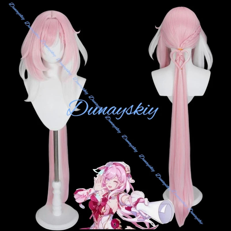 Elysia Wig Cosplay Wig Honkai: Star Rail Anime Game Elysia Role Play Wig Pink White Long Hair Women Hair For Party Halloween