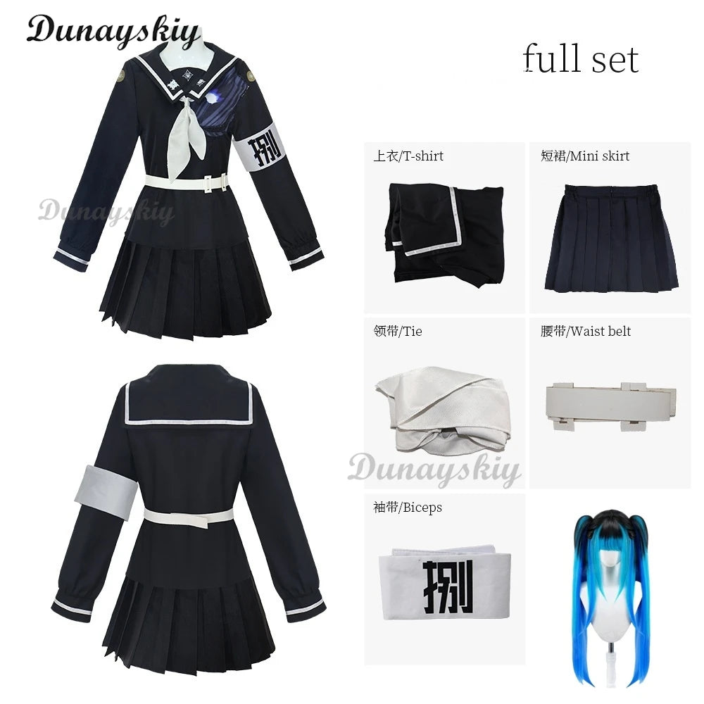 Anime The Hundred Line Darumi Amemiya Sumino Takumi Cosplay Costume Wig Battle Uniform Headwear Last Defense Academy Halloween