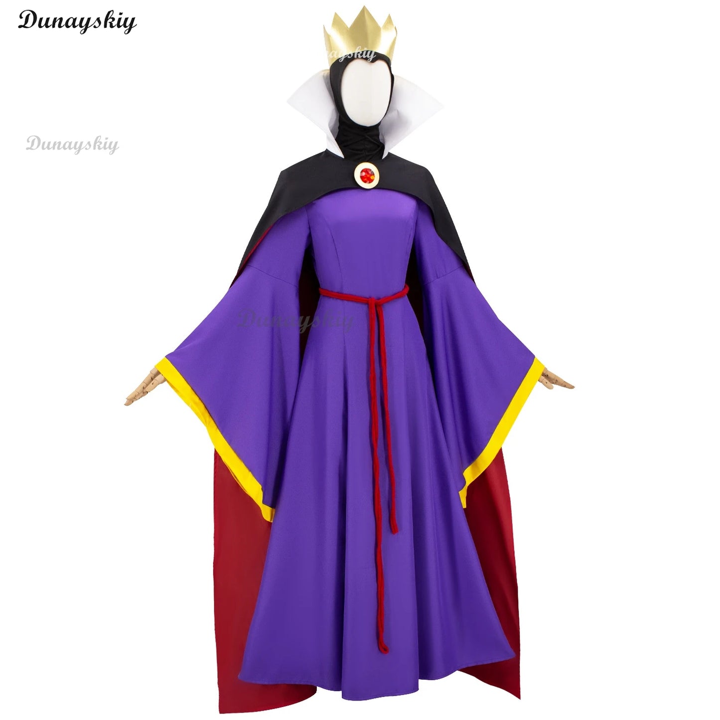 Stepmother Evil Queen Snow Cos White Cosplay Costume Queen Purple Dress Black Cope Villainous Cosplay Costume Halloween