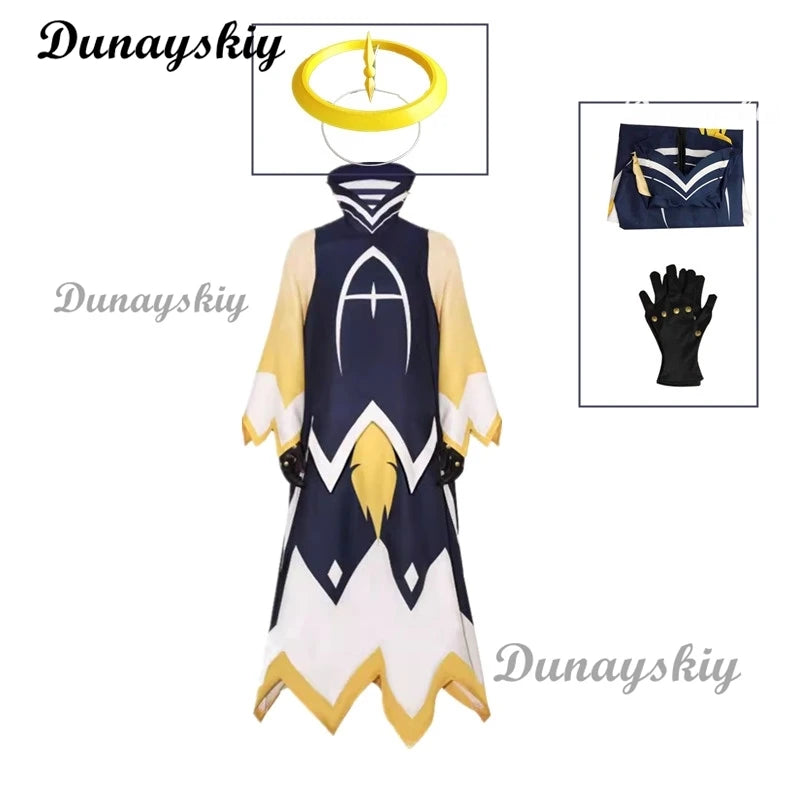 Hazbin Adam Cosplay Anime Hotel First Man Angel Halo Clothes Cosplay Costume Suit Unisex cos Halloween Party Angel Wings