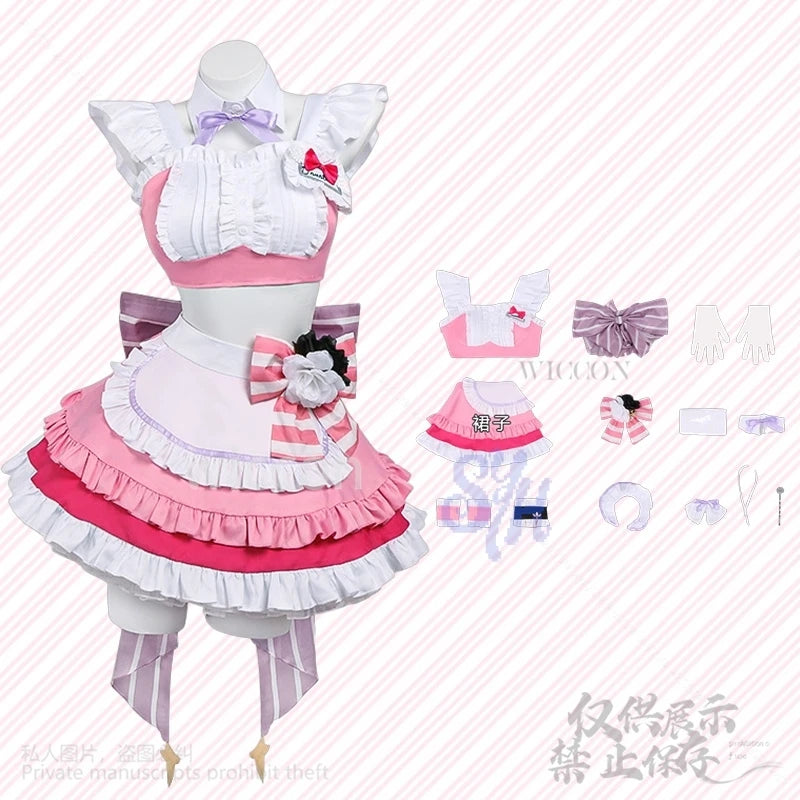 Game NIKKE：The Goddess Of Victory Dorothy Doro Cosplay Anime Coffee Maid Costume Kawaii Pink Ruffles Bow Cake Dress Halloween