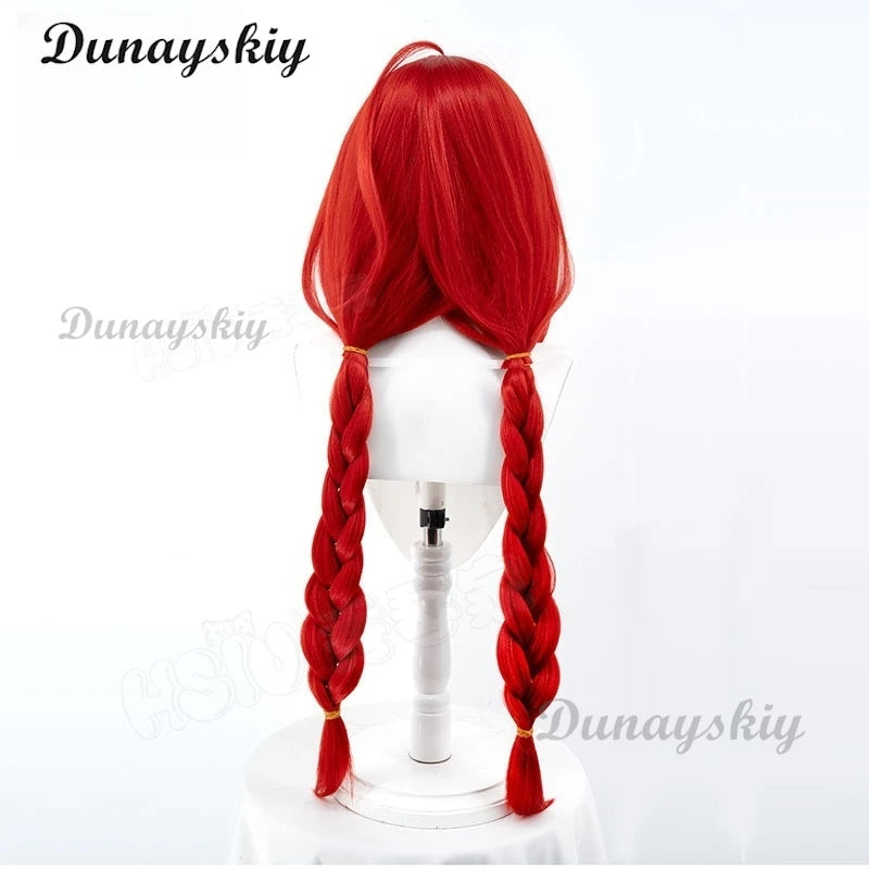 Game Zenless Zone Zero Ukinami Yuzuha Cosplay Wig Red Double Braid Long Hair Spook Shack Halloween Party Women Girls Carnival