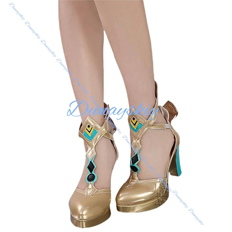 Genshin Impact Nefer Cosplay Costume Wig Uniform Five-star Dendro Catalyst Halloween Party Women Girls Game Accessory Prop