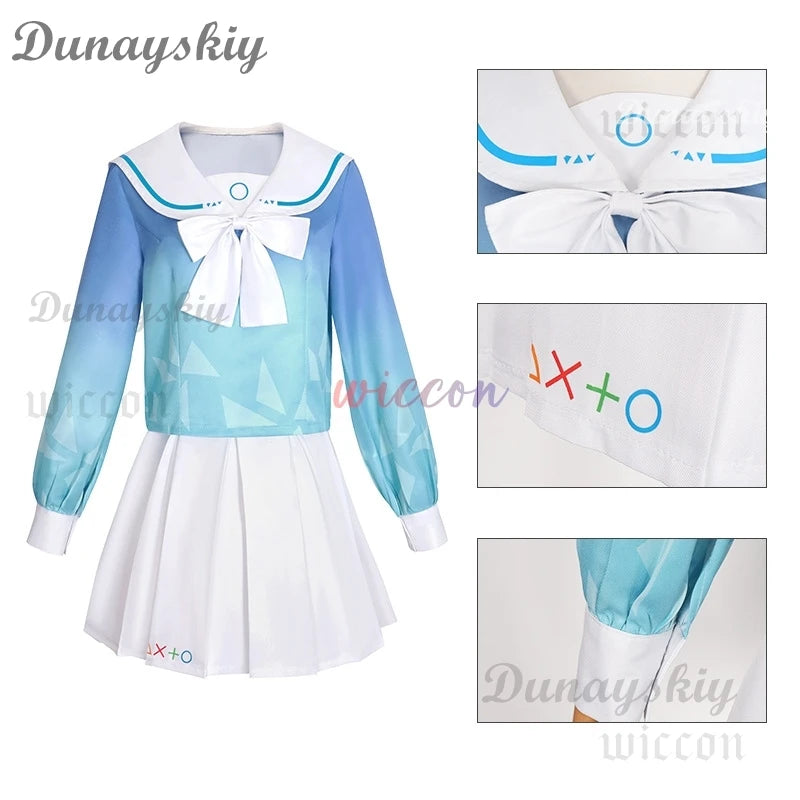 Game Blue Archive Project MX Arona Cosplay Costume Wig Anime School Sailor JK Uniform Hallowen Role Play Suit