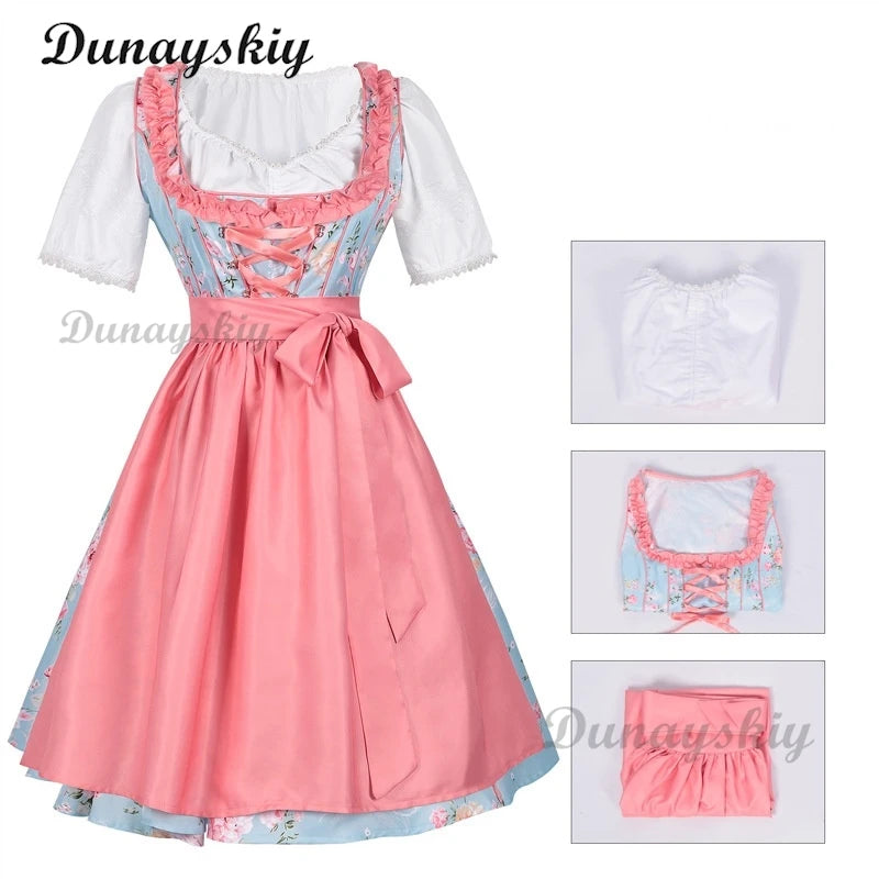 Bavaria Oktoberfest Costume Dirndl Dress Wench Maid Dress German Beer Girl Apron Outfit Maid Cosplay Halloween Party Dresses