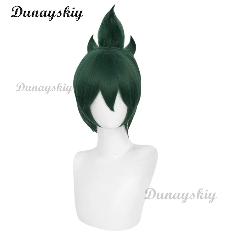 Over Cosplay Wigs Kiriko Watch Cosplay Dark Green Hair Wigs for Game Comic Con Coser Costume Party Heat Resistant Synthetic