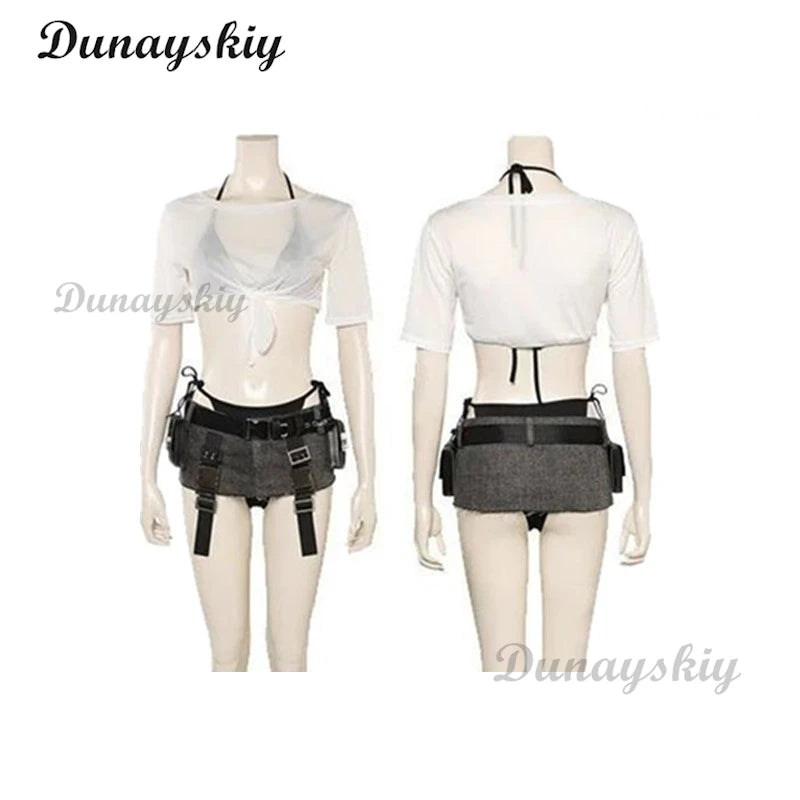 Final VII Remake Tifa Lockhart Cosplay Costume Adult Women Party Blue Dress Outfit Halloween Carnival Suit 6 styles