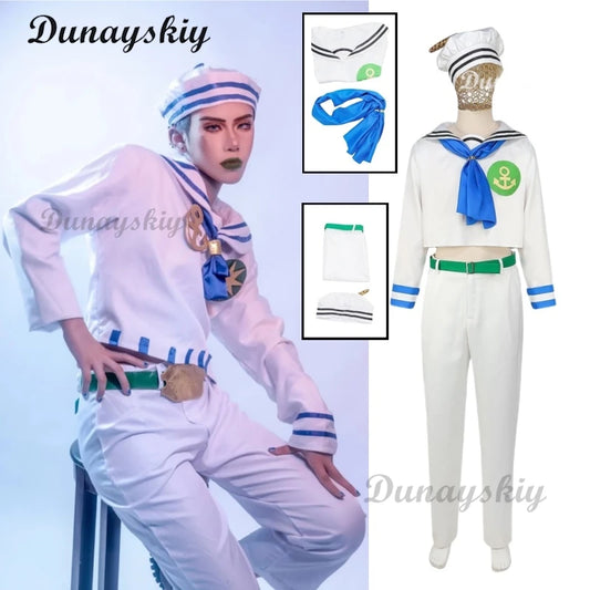 Jo Cosplay Jo's Higashikata Josuke Costume Hat Bizarre Man Suit Adventure Halloween Carnival Outfits Role Play Sailor Suit