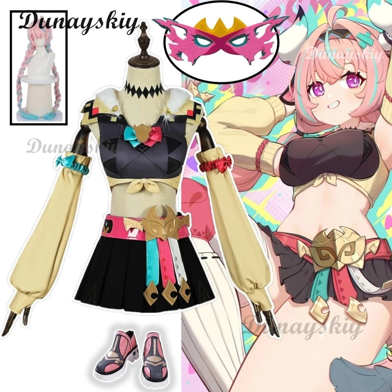 Genshin Impact Varesa Cosplay Costume Wig Skirt Headwear Tail Natlan Collective of Plenty Halloween Party for Women Girls Props