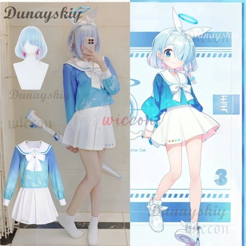 Game Blue Archive Project MX Arona Cosplay Costume Wig Anime School Sailor JK Uniform Hallowen Role Play Suit