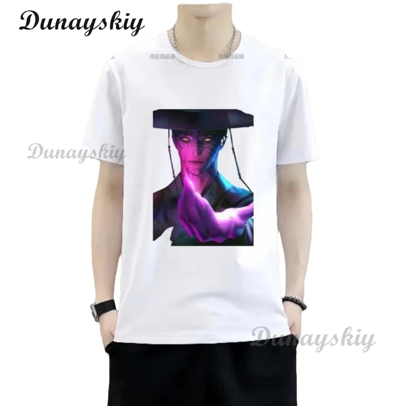Vintage Washed T-Shirt Cosplay K Pop Demon Hunters Team Anime Simple T Shirts Popular Tshirt for Male Beach Aesthetic Print Top