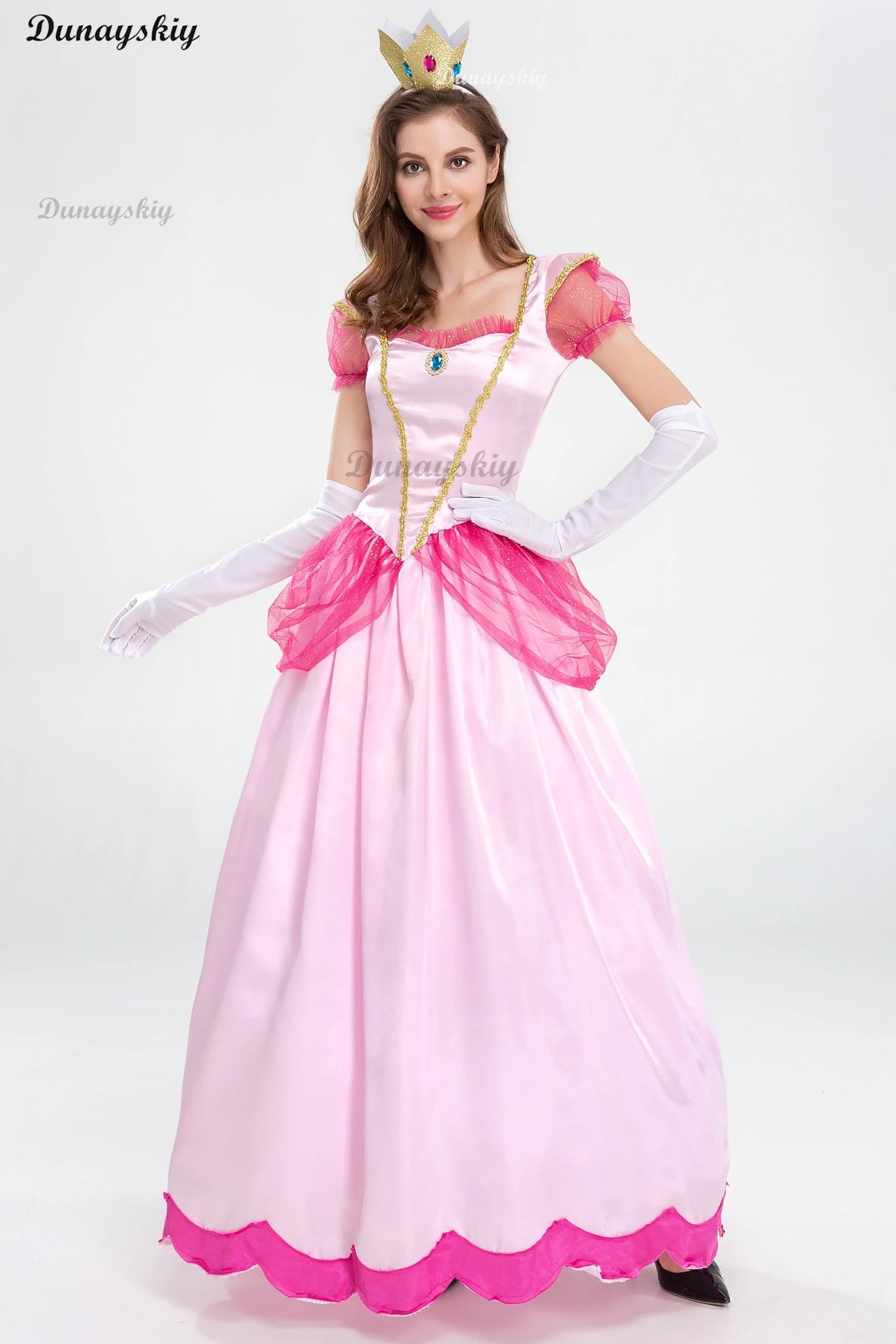 New Princess Dress Palace Party Queen Dress Rose Red Princess Cosplay Skirt Pink Peach Blossom Clothes Anime Halloween Costumes