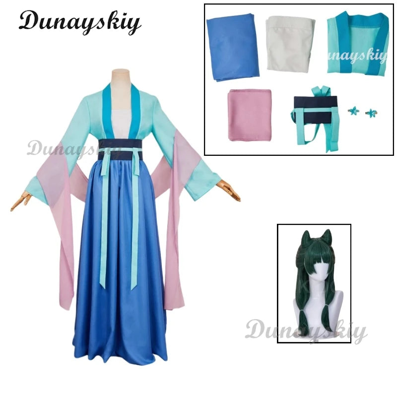 Maomao Jinshi Cosplay Costume Wig Kimono The Apothecary Anime Diaries Roleplay Clothing Outfits Halloween Carnival Party Dress