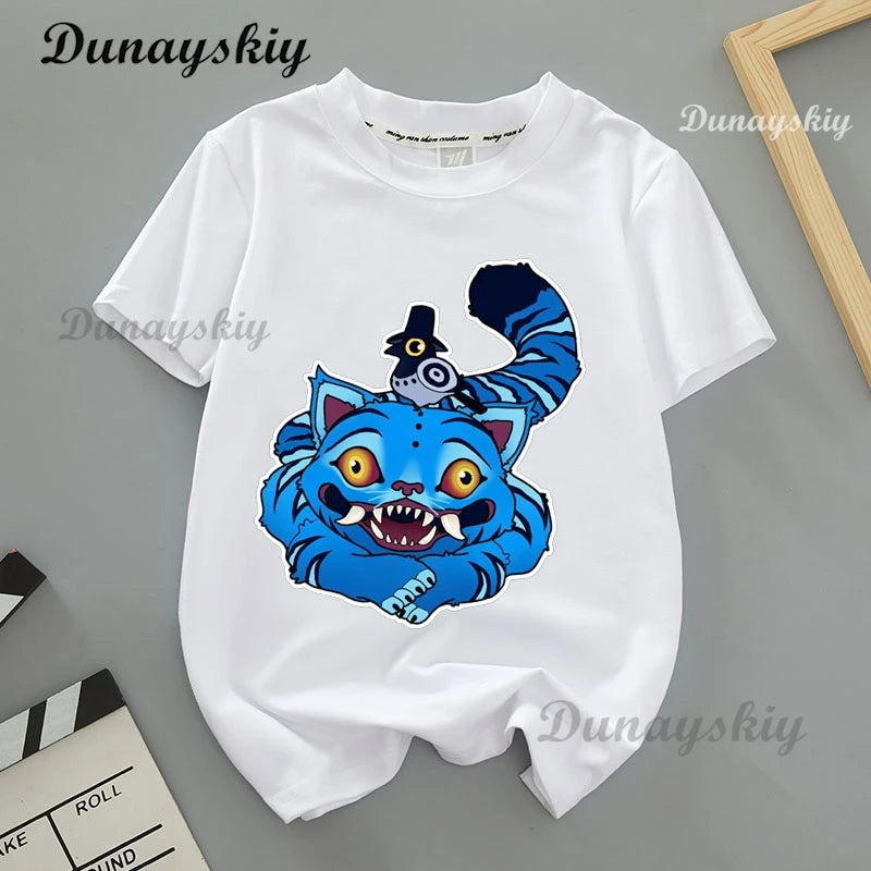 Kpop Demon Hunters Cosplay Merch T-shirt for Children K-Pop Demon Hunters Tiger Print Fashion Tops Casual Movie T Shirt