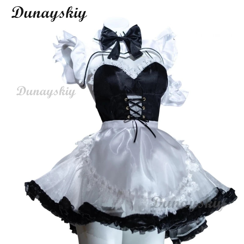 Game Goddess Of Victory: Nikke Cinderella Black White Maid Dress Cosplay Costume Wig Party Uniform Halloween Play Role Dress