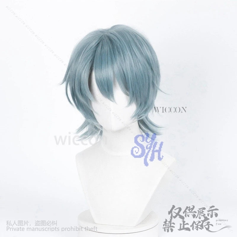 Saja Boy Mystery Cosplay Wigs Anime Movie Demon Purple-gray Synthetic Short Straight Hair Curling Hair Accessories Halloween Cos
