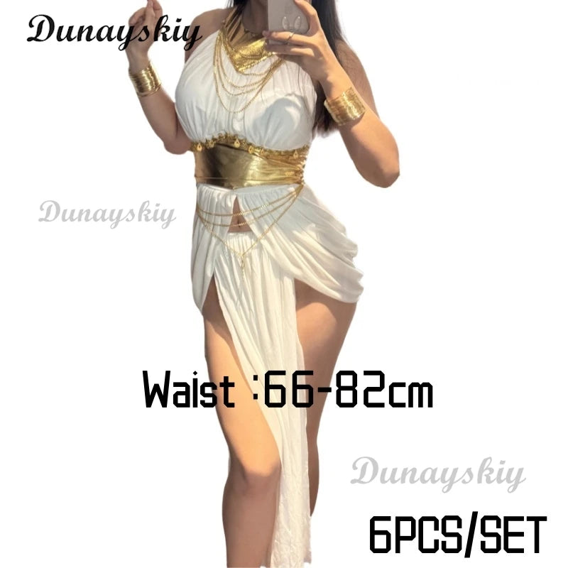 Ankha Cosplay Costumes Egyptian Queen White Sexy Dresses Game Animal Crossing Role Play Uniform Halloween Carnival Dressing