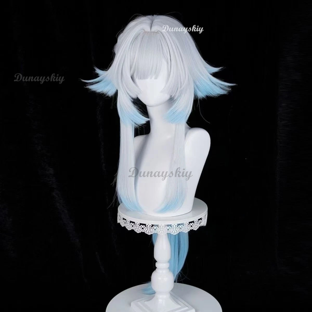 Cerydra Cosplay Wig Honkai Star Rail Blue Gradient Long Silver Gray Straight Hair Blunt with Bangs Wigs For Women Girls Carnival