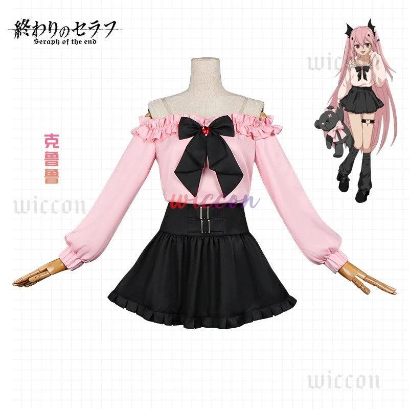 Seraph Of The End Owari no Seraph Krul Tepes Cosplay Costume Anime Wig JK School Uniforms Witch Vampire Dress Headwear Props