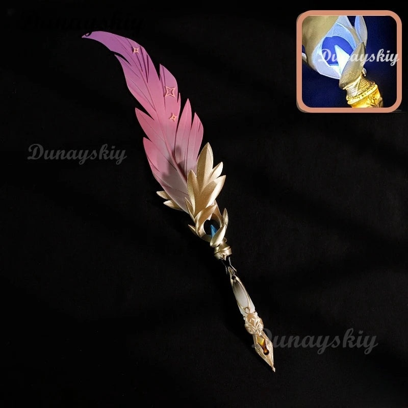Highly Detailed Honkai: Star Rail 1:1 Replica Trailblazer's Memory Contract Feather Pen Cosplay Prop with Light-Up Feature