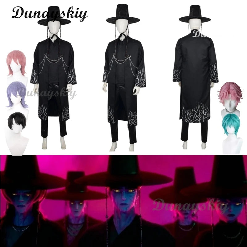 Anime Movie Demon KPOP Saja Boys Jinu Cosplay Costume Your Idol Black Robes Unisex Outfit Halloween Disguise for Adult Outfit