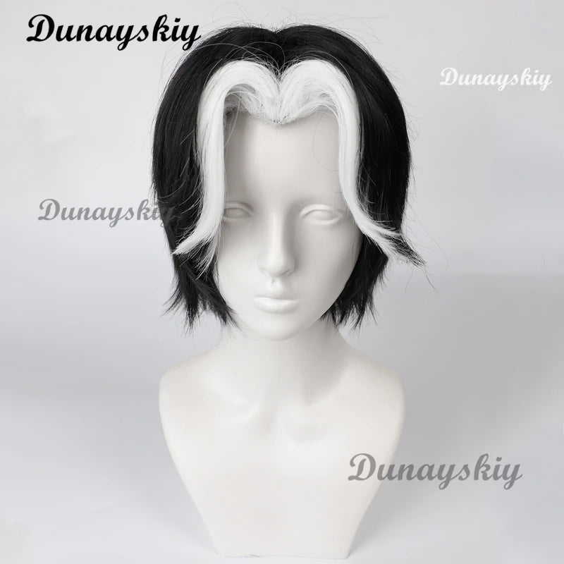 Husk Cosplay Wig Headwear Cosplay Hotel Husk Cosplay Headwear Accessories Male Black White Wig Role Modelings Halloween Party